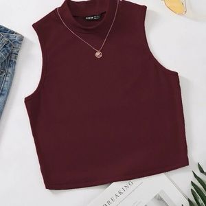 Sleeveless Polo Turtleneck Top